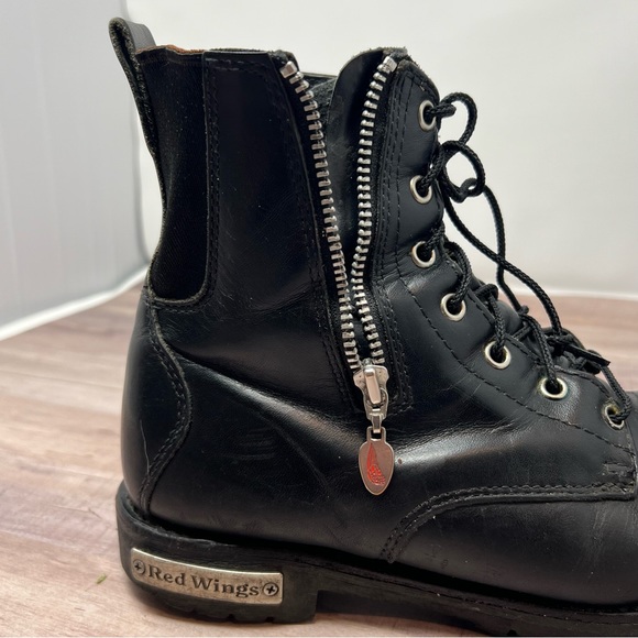 Red Wing Boots Men's Size 10 Black Leather Combat Boot. Lace Front and Side Zip - Picture 11 of 16